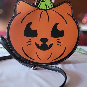 SPOOKSIEBOO Halloween Kawaii Jack-O-Lantern Pumpkin Kitty Crossbody Purse